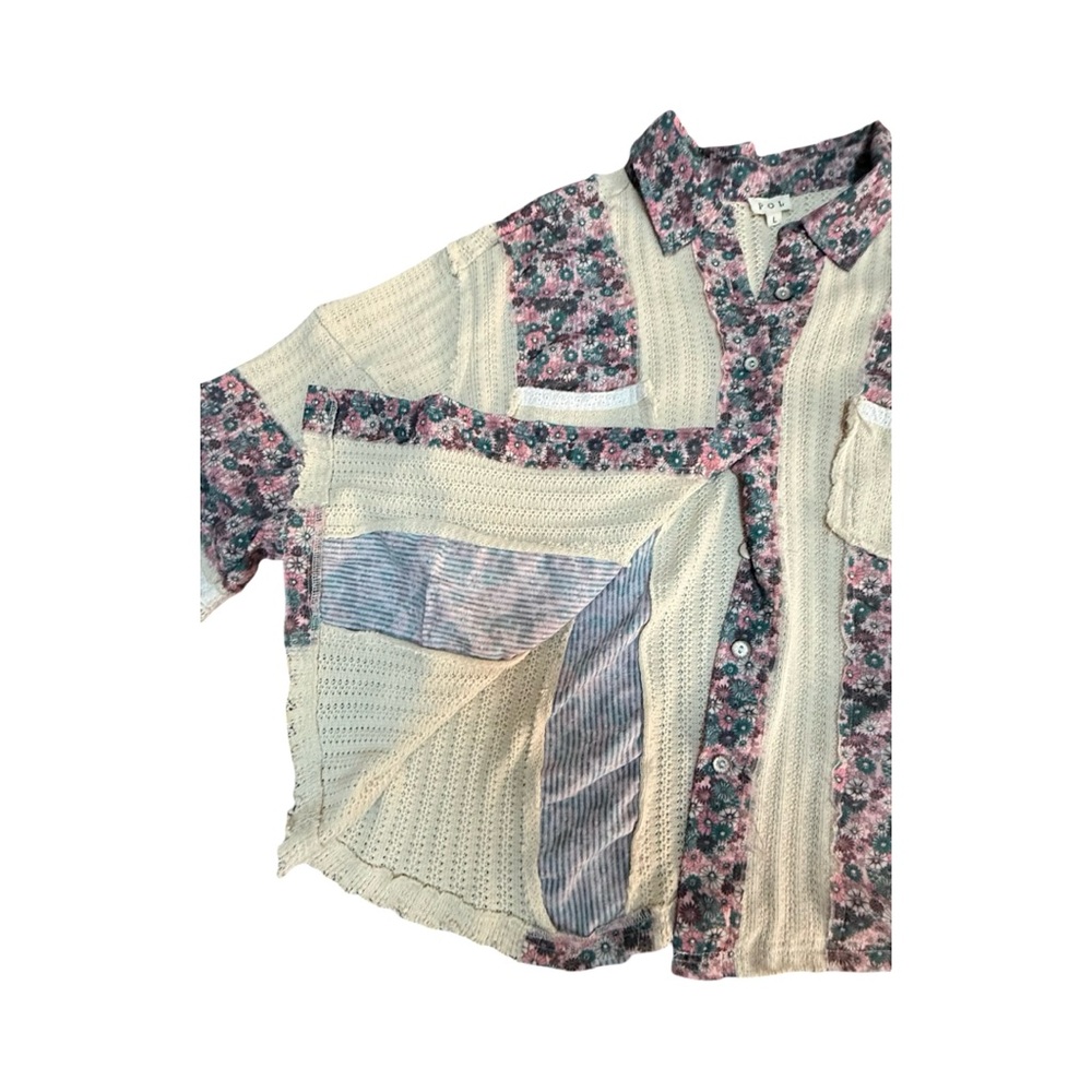 POL Floral Knit Shirt with Pink and Cream Accents - Picture 12 of 16